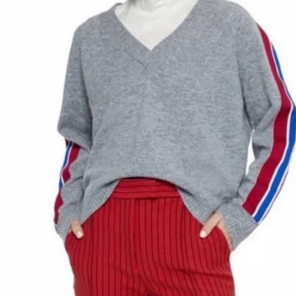 Sandro Aritzia wool blend striped long sleeve sweater